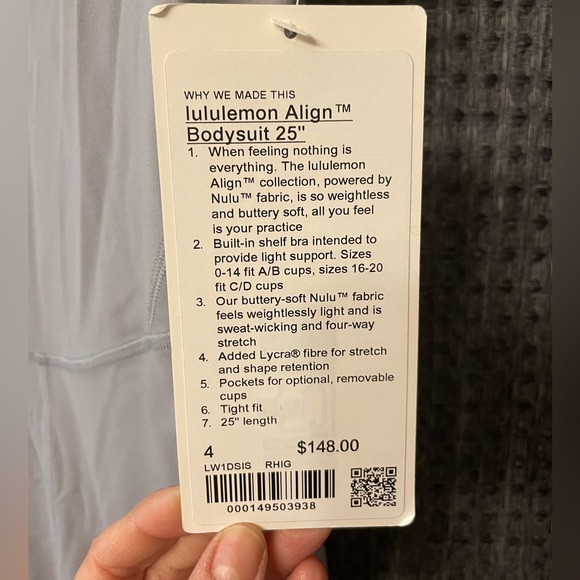 Lululemon NWT Align Bodysuit Rhino Grey - Picture 4 of 5